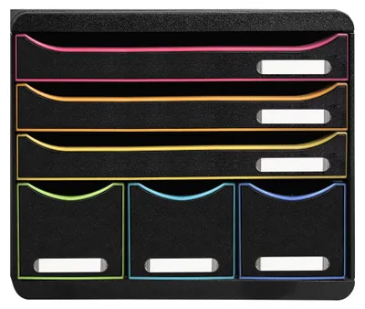 Image de Exacompta Module de classement Storebox 6 tiroirs Noir/arlequin 306914D