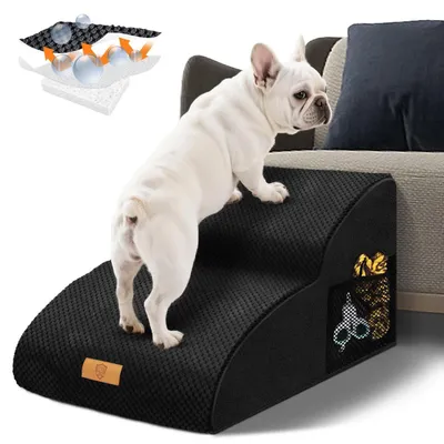 Immagine prodotto di Scala per cani, 2 gradini, 55 cm, ideale per proteggere le articolazioni, colore nero, antiscivolo, portata massima 23 kg