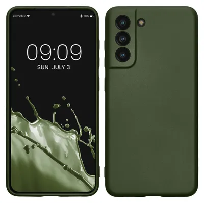 Produktbild von kwmobile Handyhülle für Samsung Galaxy S21 FE Hülle - Silikon Case metallisch schimmernd - Schutzhülle Cover - Metallic Tannengrün