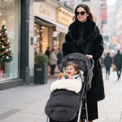 Zdjęcie produktu dla Uniqoos® Uniwersalny, ocieplający śpiworek do wózka dziecięcego, z wodoodporną zewnętrzną powłoką, wyjmowaną podszewką z polaru oraz funkcją 2 w 1: śpiwór i poduszka
