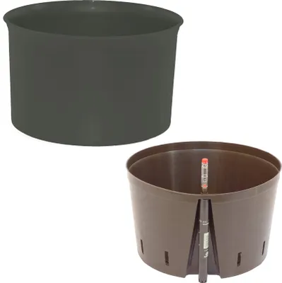 Produktbild von Set3 Hydro Blumenkübel Atlas anthrazit 32/19 + Kulturtopf + Wasserstandsanzeiger Ø 36,0 cm H 21,5 cm