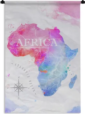 Produktbild von MuchoWow® Wandteppich Wandbehang Aquarell - Weltkarte - Afrika 90x135 cm Tapisserie Dekoration Wandtuch - Baumwolle - Wandskulptur