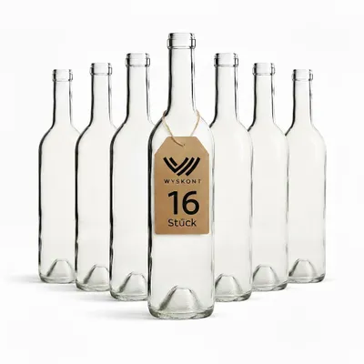 Produktbild von Weinflasche 750 ml Bordeaux 16 Stück, Weiß Weinflasche ohne Korken, Leere Glasflasche, Wasserflasche, Leere Likörflaschen, Wein Zubehör, Glasflaschen