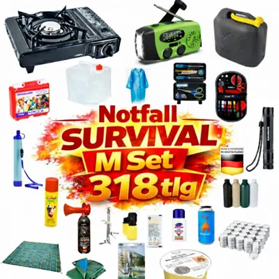 Produktbild von BLACKOUTPro Notfall Survival Kit 318 tlg M Blackout Ausstattung Set Prepper Notfallausrüstung | Notfallrucksack| Camping & Outdoor Emergency Set