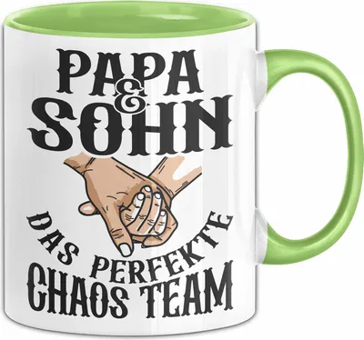 Produktbild von Papa & Sohn Das Perfekte Chaos Team Tasse Geschenk Vater Und Kind Geschenkidee (Grün)