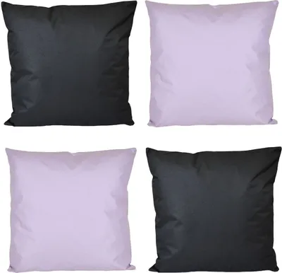 Produktbild von JACK 4x Outdoor Lounge Kissen 45x45cm viele Farben Dekokissen inkl. Füllung Wasserfest Sitzkissen Garten Stuhl, Farbe:2x Schwarz - 2x Flieder