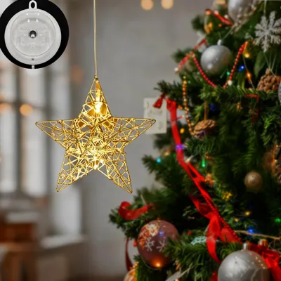 Produktbild von LED Stern Warmweiß Ø15cm Fensterdeko Sterne LED Weihnachtsdeko 1 Sterne mit Saugnapf Batteriebetrieben für Weihnachten & Partys LED-Lichterkette