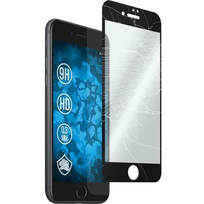 Produktbild von 1er-Pack PhoneNatic Glas-Folie klar full-screen schwarz kompatibel mit Apple iPhone 7 / 8 / SE 2020 - Panzerglas für iPhone 7 / 8 / SE 2020