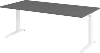 Produktbild von bümö Schreibtisch Serie-XB - Nachbildung: Graphit, Größe:  200 x 100 cm, Gestell: Weiß
