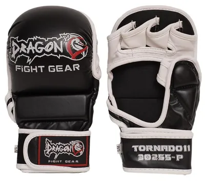 Produktbild von Dragon do MMA Handschuhe 30255-P Tornado Kampfsport Handschuhe mit Daumenschutz Grappling, Sparring, Boxsack Muay Thai Kunstleder Herren Damen Schwarz Rot Blau (Schwarz, L-XL)