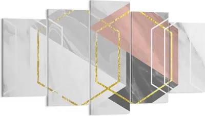 Produktbild von Bild auf Leinwand - Leinwandbild - 5 Teile - Zahlen Weiß Golden - 160x85cm - Wand Bild - Wanddeko - Wandbilder - Leinwanddruck - Bilder - Wanddekoration - Leinwand bilder - Wandbild - EA160x85-5087