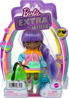Image de Mattel Barbie Extra Minis, cheveux noirs violets HJK66