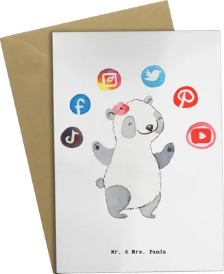Produktbild von Mr. & Mrs. Panda babykarte Influencerin Herz - Weiß - Geschenk, genesungskarte, dankeskarten, Grußkarten, weihnachtskarten, einladungskarten