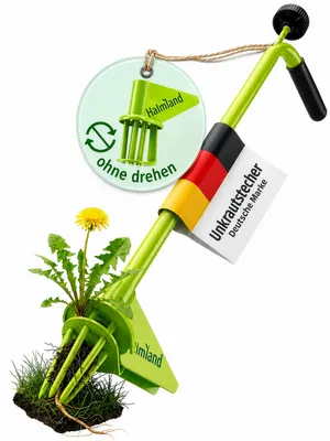 Produktbild von Profi Unkrautstecher mit Stiel | aus Massivstahl – rückenschonend, ohne drehen | Unkrautentferner Jäter