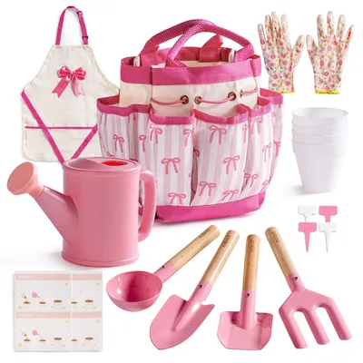 Produktbild von ROBUD Kinder Gartenwerkzeug Set, Gartenset Kinder Gartenarbeit, Gartenspielzeug