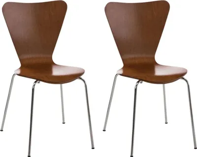 Zdjęcie produktu dla 2x Ergonomiczne krzesła dla gości - Krzesła do poczekalni - Wygodne siedzisko, możliwość sztaplowania | Kolor: Brązowy