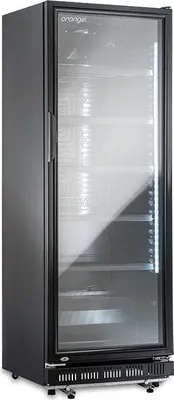 Produktbild von orange Getränkekühlschrank 360L, komplett schwarz, LED-Beleuchtung