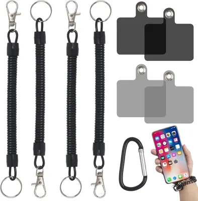 Obrázok produktu pre Sada 4 telefónnych pásikov, čierna, ochrana proti krádeži, elastický popruh, na lyžovanie, turistiku
