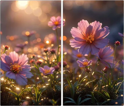 Produktbild von Spritzschutz Herdabdeckplatte Schneidebrett aus Glas Blumenwiesebei Sonnenaufgang 2-Teilig (60x52cm)