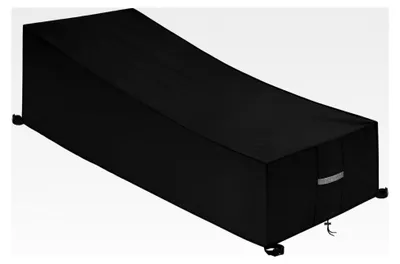 Produktbild von Gartenliege Abdeckung mit Belüftungsöffnungen, wasserdicht, winddicht, UV-beständig, aus schwerem 600D Oxford-Gewebe, Schutzhülle für Sonnenliege, Liegestuhl, Deckchair (200x75x40/70cm) - Schwarz