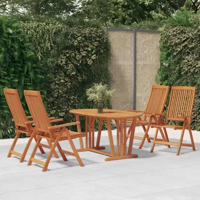 Image de 4 chaises de jardin pliantes et réglables, en bois d'eucalyptus massif