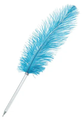 Productafbeelding van Kalligrafie pen met struisvogelveer 30 cm - lichtblauw