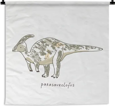 Produktbild von MuchoWow® Wandteppich Wandbehang Kinderzimmer- Parasausolophus - Dinosaurier - Junge - Mädchen - Kind 150x150 cm Tapisserie Dekoration Wandtuch - Wohnaccessoires - Modernes