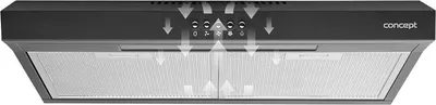 A kitchen hood with arrows indicating airflow.