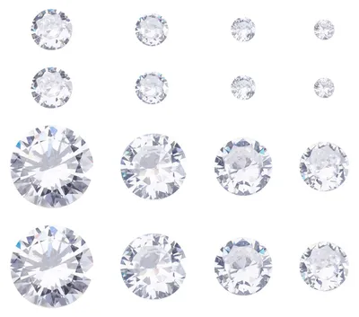 320 facettierte CZ Cabochons, Klasse A, klar, 2,5–10 mm