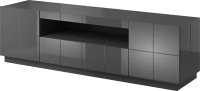 Produktbild von Furniture24 Lowboard Reja Tv Schrank Unterschrank Fernsehenschrank mit 2 Türen und 1 Schublade Hochglanz Graphite