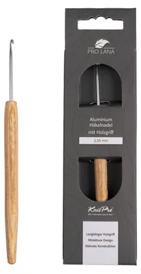Produktbild von Pro Lana KnitPro NATURAL Aluminium Häkelnadel mit Birkenholzgriff 0,5 - 12 mm Durchmesser 2.5 mm