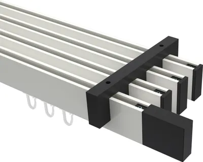 Produktbild von Interdeco Innenlaufstange / Gardinenstange mit Innenlauf Weiß / Schwarz, Typ Smartline Lox (Quader), 14x35 mm 4-läufig, 400 cm