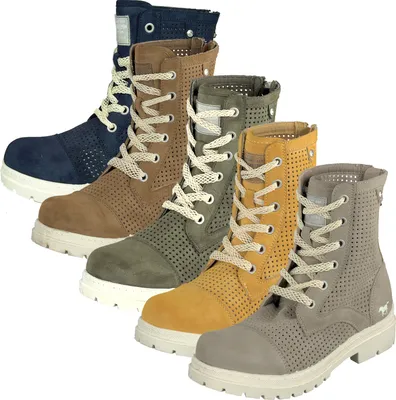 Produktbild von Mustang Damen Schnürstiefelette Combat Boots 1207-506, Größe:40 EU, Farbe:Blau