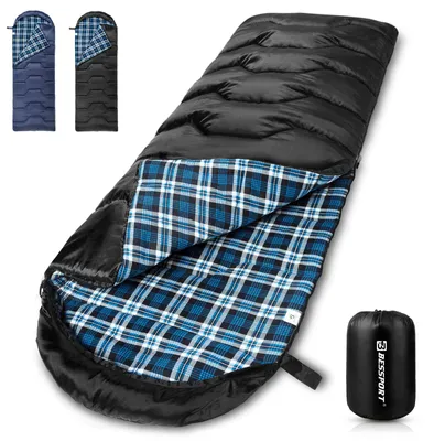 Zdjęcie produktu dla Śpiwór Bessport flanelowy 210x80 cm 3-4 sezony do -8°C turystyczny