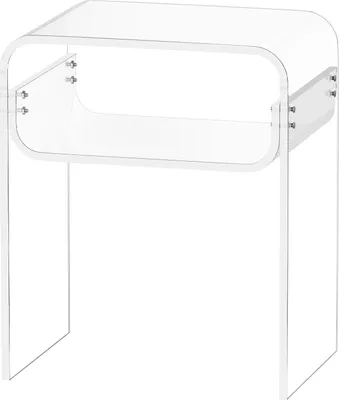 Produktbild von SucceBuy Acryltisch Beistelltisch 2-stufiger durchsichtiger Nachttisch mit Ablage, moderner rechteckiger Tisch aus Acryl, stabiler Nachttisch für Schlafzimmer, Wohnzimmer und Arbeitszimmer, 30 x 40 x 50 cm
