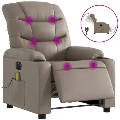Image de vidaXL Fauteuil de massage électrique Cappuccino-Brun Similicuir