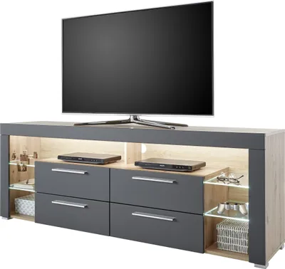Produktbild von Lowboard >Greta< in Artisan Eiche /grau - 179x66x44cm (BxHxT)