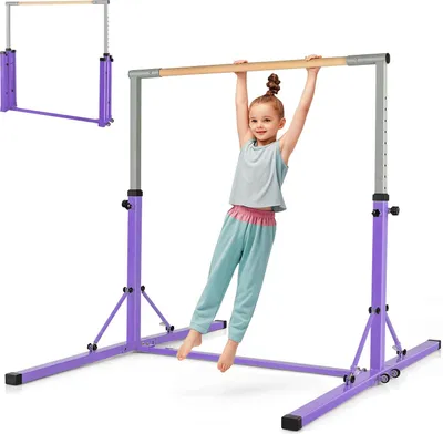 Produktbild von GOPLUS Gymnastik Turnreck, 13-stufig höhenverstellbar, Turnstange faltbar mit Rollen, bis 100 kg belastbar, Gymnastikstange für Kinder ab 3 Jahren