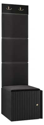 Produktbild von MIRJAN24 Garderoben-Set Orion Ryfel Slim XXII, Schuhschrank 1D, Kleiderhakenbrett, 4x Paneel 42x42, 2 Kleiderhaken für Kleidung, Metallgriffe (Farbe: Schwarz, Polo 897)
