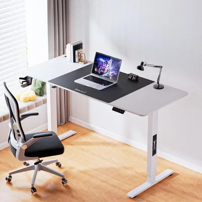 Immagine prodotto di Scrivania regolabile in altezza, da seduto a in piedi – Elettrica, ergonomica – Bianca, dimensioni 140x60 cm, con funzione di memoria
