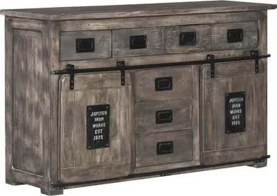 Produktbild von MASSIVMOEBEL24 Sideboard Mango 150x45x90 grau lackiert RAILWAY #219