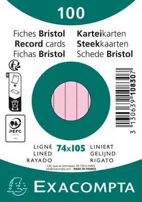 Produktbild von EXACOMPTA Karteikarten DIN A7 liniert rosa 100 Karteikarten