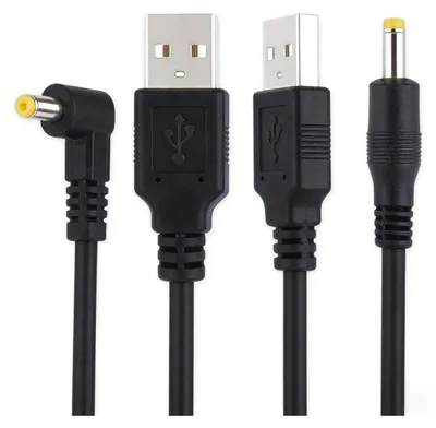 Produktbild von 2er Set USB-A auf DC 4,0×1,7 mm Stromkabel 5V 3A, 1 m, gerade & Winkelstecker, für LED-Licht, Lampe, Ventilator, Lautsprecher