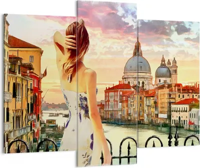 Produktbild von Bild auf Leinwand - Leinwandbild - Venedig Brücke Wasser - 130x100cm - Wand Bild - Wanddeko - Leinwanddruck - Bilder - Kunstdruck - Wanddekoration - Leinwand bilder - Wandkunst - CB130x100-3495