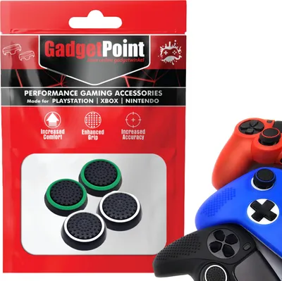 Immagine prodotto di Impugnature per il pollice - Impugnature per il pollice per PS5, PS4, PlayStation, Xbox Series X/S, One, 360 e Nintendo Switch Pro Controller - Impugnature per il pollice da gioco - Impugnature per il pollice ad alte prestazioni - Cappucci antiscivolo per joystick - Accessori per la bescherming - Zwart Wit en Zwart Groen -