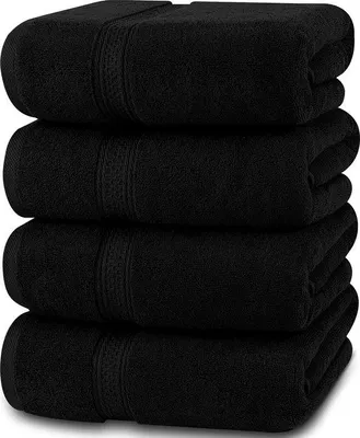 Immagine prodotto di Set di 4 asciugamani da bagno Ibbenzoa®, 100% cotone pettinato, 69 x 137 cm, altamente assorbenti ed extra morbidi, con bordo rinforzato, disponibili in diversi colori