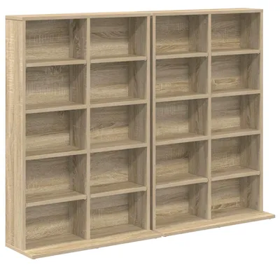 Image de vidaXL Étagère CD, 2 pièces, Sonoma, 65 x 23,5 x 97,5 cm, panneau de particules