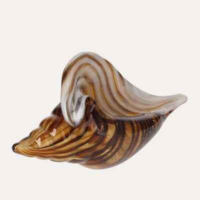 Immagine prodotto di KEYHOMESTORE | Conchiglia in Vetro Marrone Sfumato Giallo H.13x28 cm