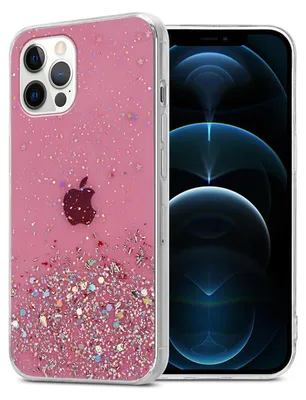 Produktbild von Cadorabo Hülle für Apple iPhone 12 / 12 PRO Schutz Hülle in Rosa Handyhülle TPU Etui Glitter Cover Case Glitzer