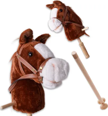 Produktbild von TE-Trend Kuscheltier Steckenpferd Spielpferd Pferd zum Reiten mit Rollen und Sound